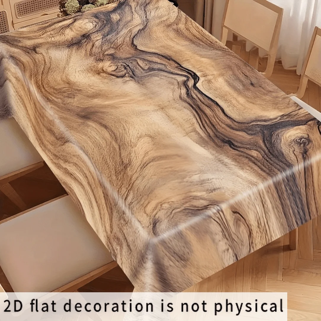 2D planar party tablecloth 1 piece  Retro wood grain pattern rectangular tablecloth Suitable for kitchen, dining room, etc.zyc