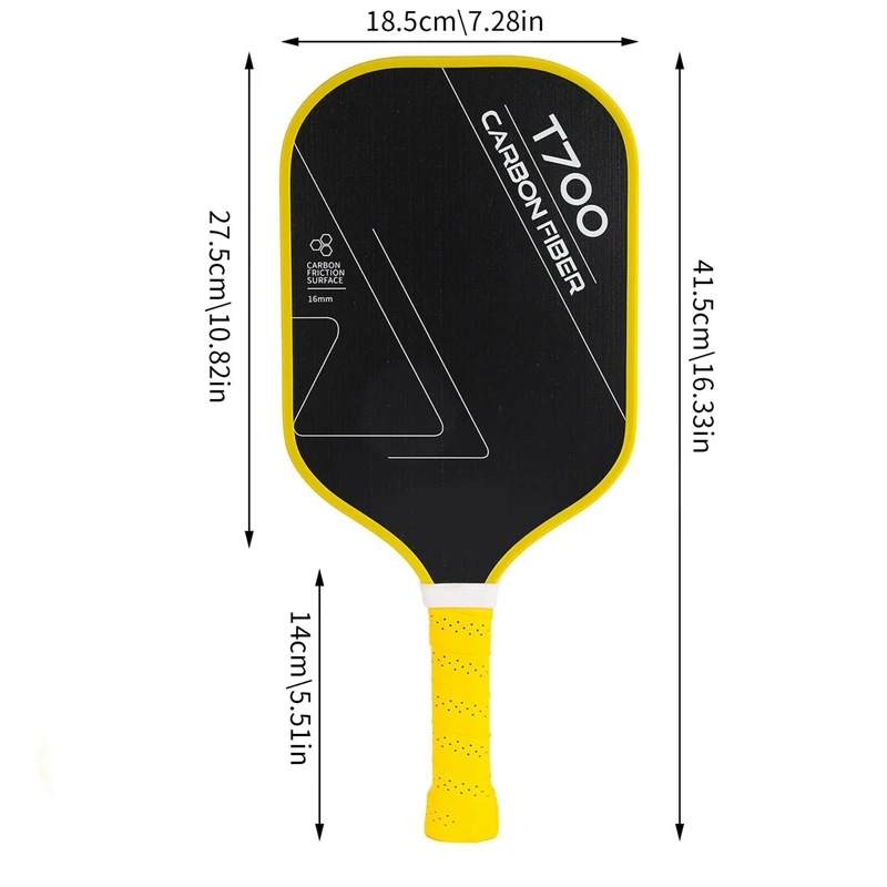 16 ملم ‌   ألياف الكربون Pickleball مجداف امتصاص الصدمات المضادة للانزلاق قبضة اختيار مضرب للعب البطولة اللوازم الرياضية
