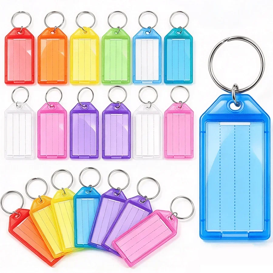 30/48Pcs Flip-Cover Plastic Key Tags with Blank Write-On Paper Labels Portable Key Markers for Home Office Hotel Locker Key XJM