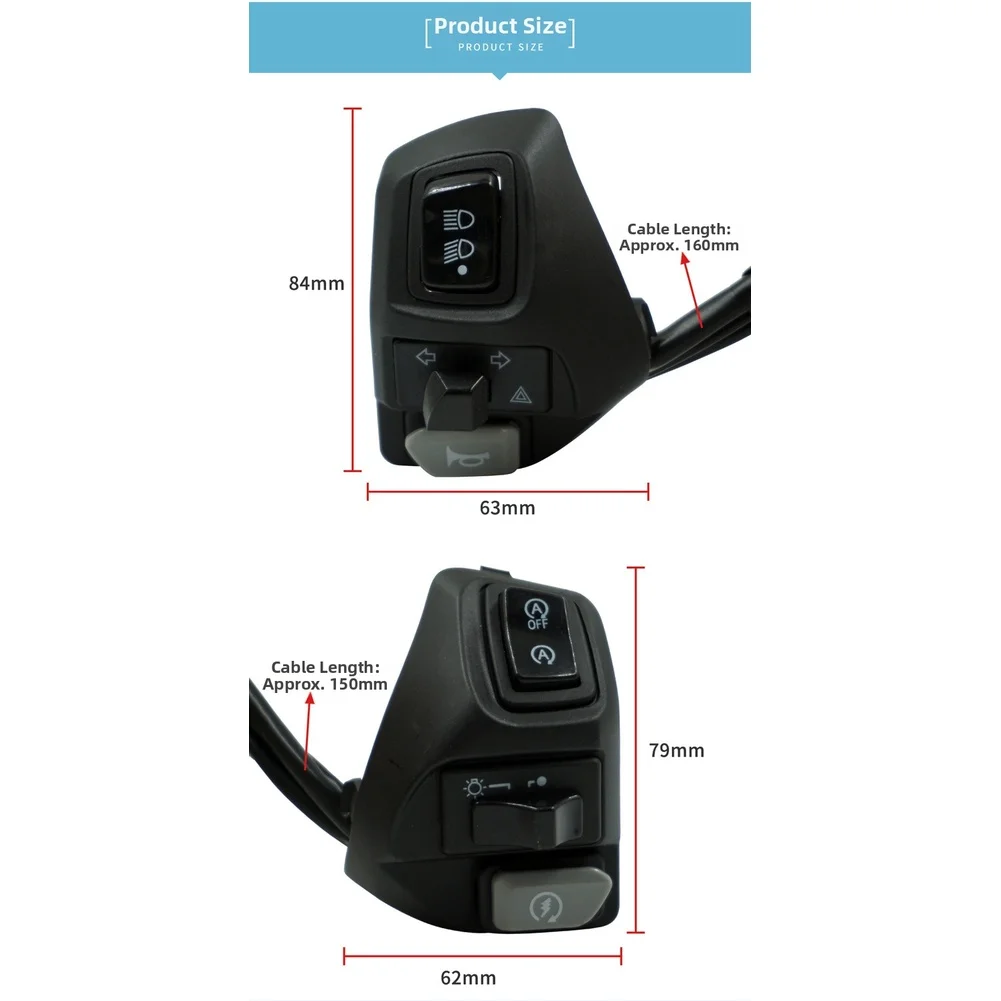 for AEROX155 Handle Seat Switch Motorcycle Part ABS Plastic 22mm Diameter Compatible with Handlebar and Riding Control
