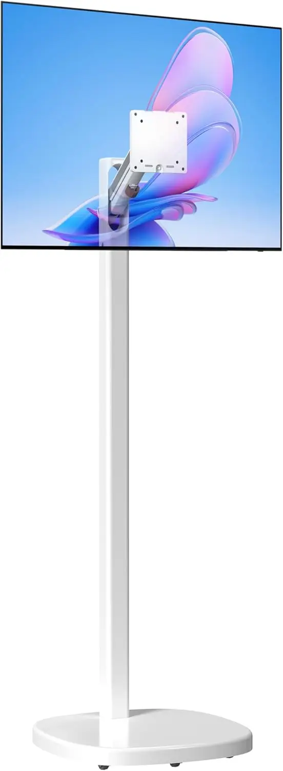

Mobile Floor Stand for Monitors & TVs Up to 35" 22 lbs Height Adjustable Anti-Knockdown Base