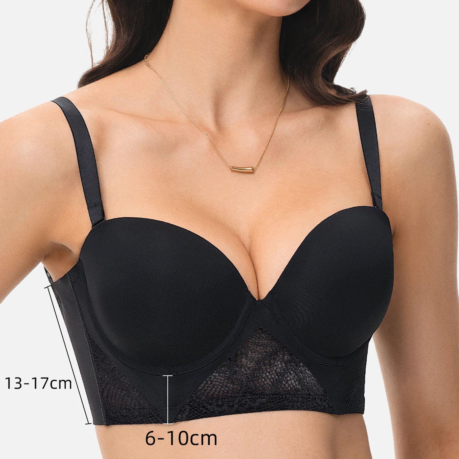 New Women Bras Everyday Sexy Thin Padded Lace Anti-slip Strapless Bra Multi-way Adjusted Convertible Straps Halter Push Up Bra