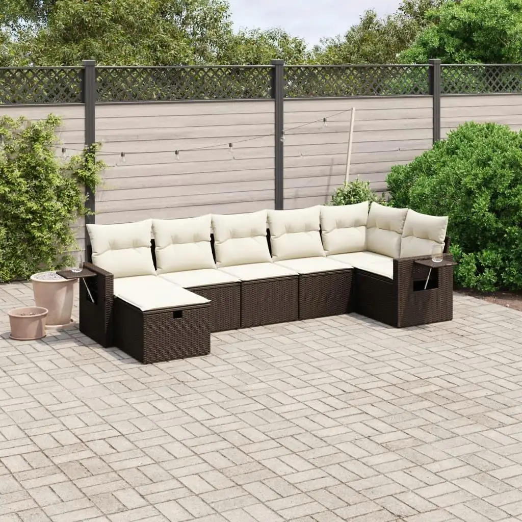 

Large Modular Brown Poly Rattan Garden Sofa Set Outdoor Furniture Comfortable Seating for Patio Balcony Poolside