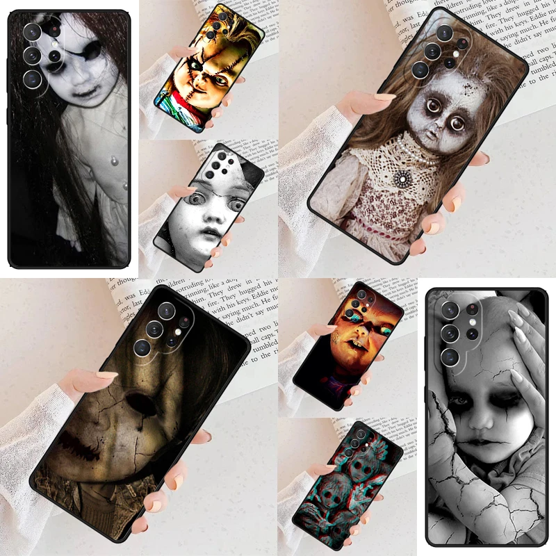 Creepy Baby Doll Horror Phone Case For Samsung Galaxy S24 S23 S22 S21 Ultra S10 Note 10 Pro S20 Plus FE S9 S8 Cover