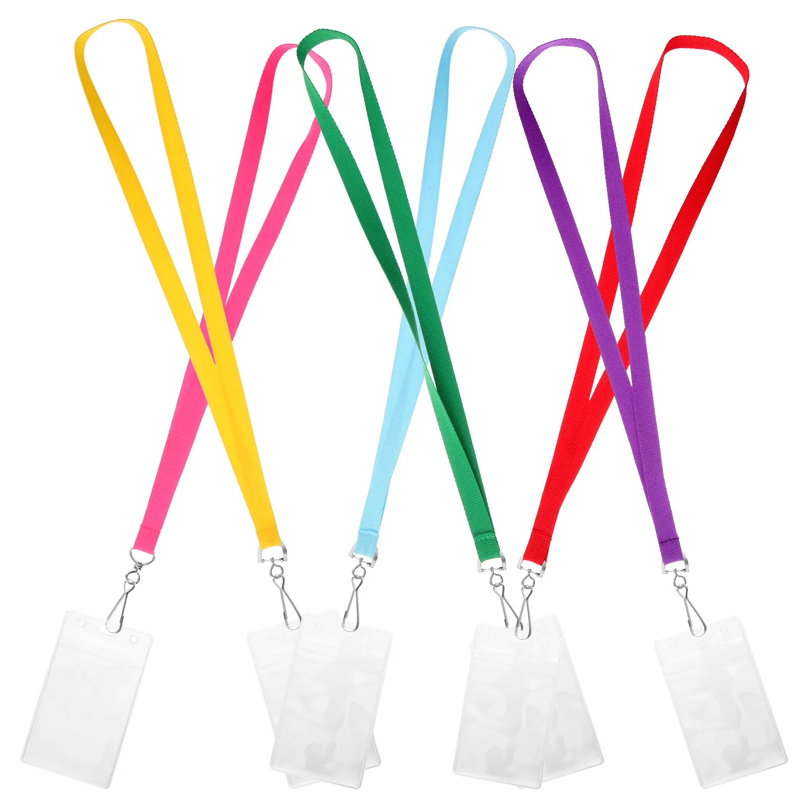 

6 Pcs Badge Holder Clear Waterproof ID Card Cards Protective Covers Name Tag with Lanyard Work