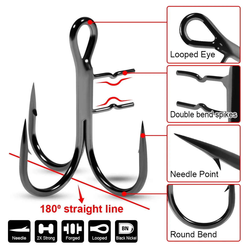 Palisandro, 3 uds., punto de huelga, aparejo Stinger, accesorios de pesca de Lucio, señuelo Softbait de goma # 4 # 2 # 1 # Gancho en T de asistencia para el vientre de curva ancha 1/0