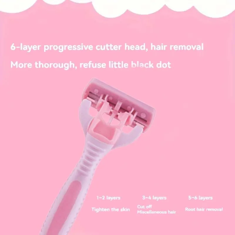 เครื่องโกนหนวดสำหรับสุภาพสตรีคุณภาพสูง ใบมีดทนทาน ด้ามจับสบาย ทำความสะอาดง่าย ปราศจากน้ำมัน ของขวัญเพื่อความงามและเทศกาลต่างๆ