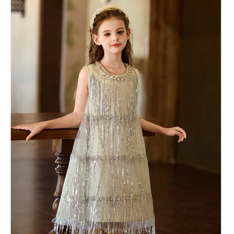 Wed Dress 2025 Glitter Girls Children Princess Dresses Costume New Baby KidsGown Kids Summer Outfits Birthday Party Evening