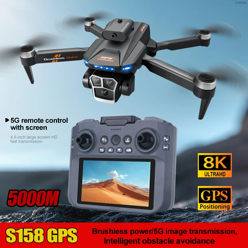 

S158 Drone Aerial Vehicle Brushless GPS Return Quadcopter Infrared Obstacle Avoidance Optical Flow Remote-controll Aircraft Dron
