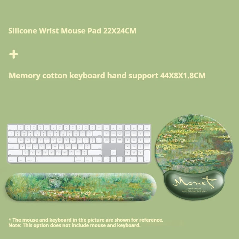 Monet Oil Painting Lotus Keyboard Hand Support Mouse Pad Wrist Guard Palm Mechanical Laptop Keyboard E-Sport Gaming Office Gifts