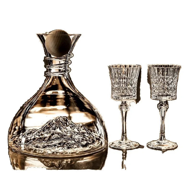 Glass Crystal Luxury Red Wine Glass Set Crystal Silk Iceberg Decanter Diamond Wine Glass