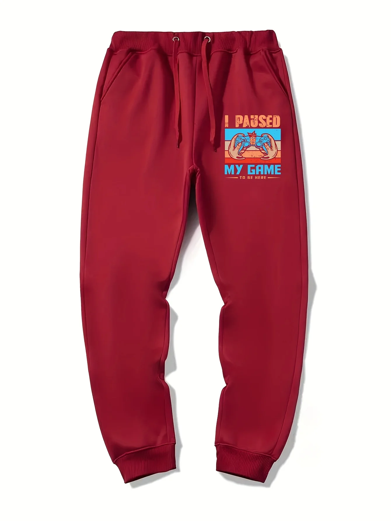 Hobby‑flavored Retro Game‑Pad Pattern And Funny Gamer‑Quote Decor Print Comfy Sweatpants Men Hip Hop Jogger Trousers