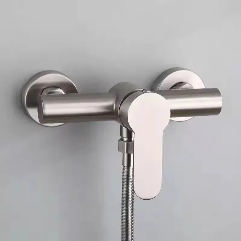 304 Stainless Steel Bathroom Shower Faucet Wall-mounted Shower Cylinder Faucet Hot and Cold Water Control Valve Switch Faucet