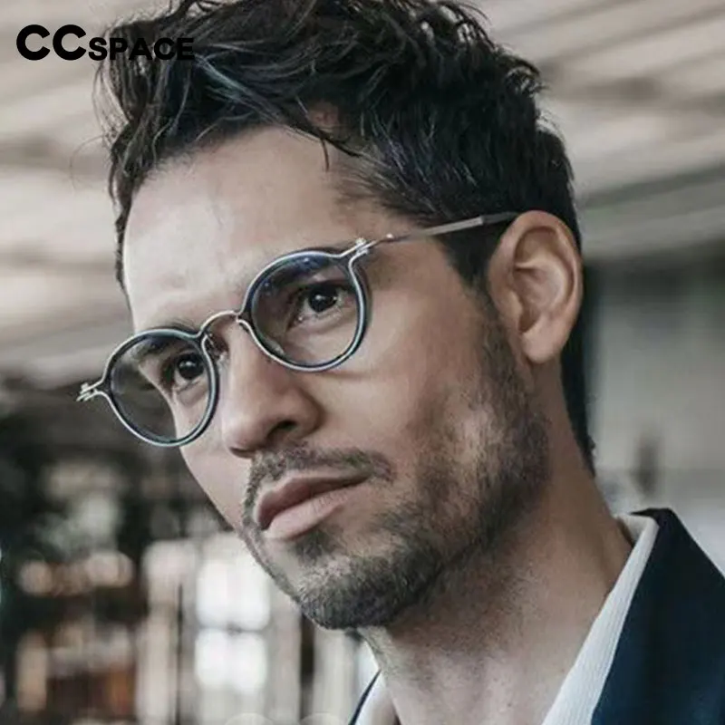 53813 Retro Anti Blue Light Round Optical Metal Glasses Frames Men Women Fashion Computer Eyeglasses