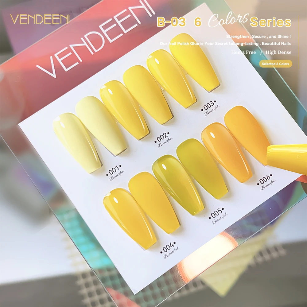 Vendeeni Gel vernis à ongles couleur Uv Gel ensemble 6 pièces/kit manucure fourniture d'ongles marque privée vernis à ongles Gel boîte sans cruauté Esmaltes
