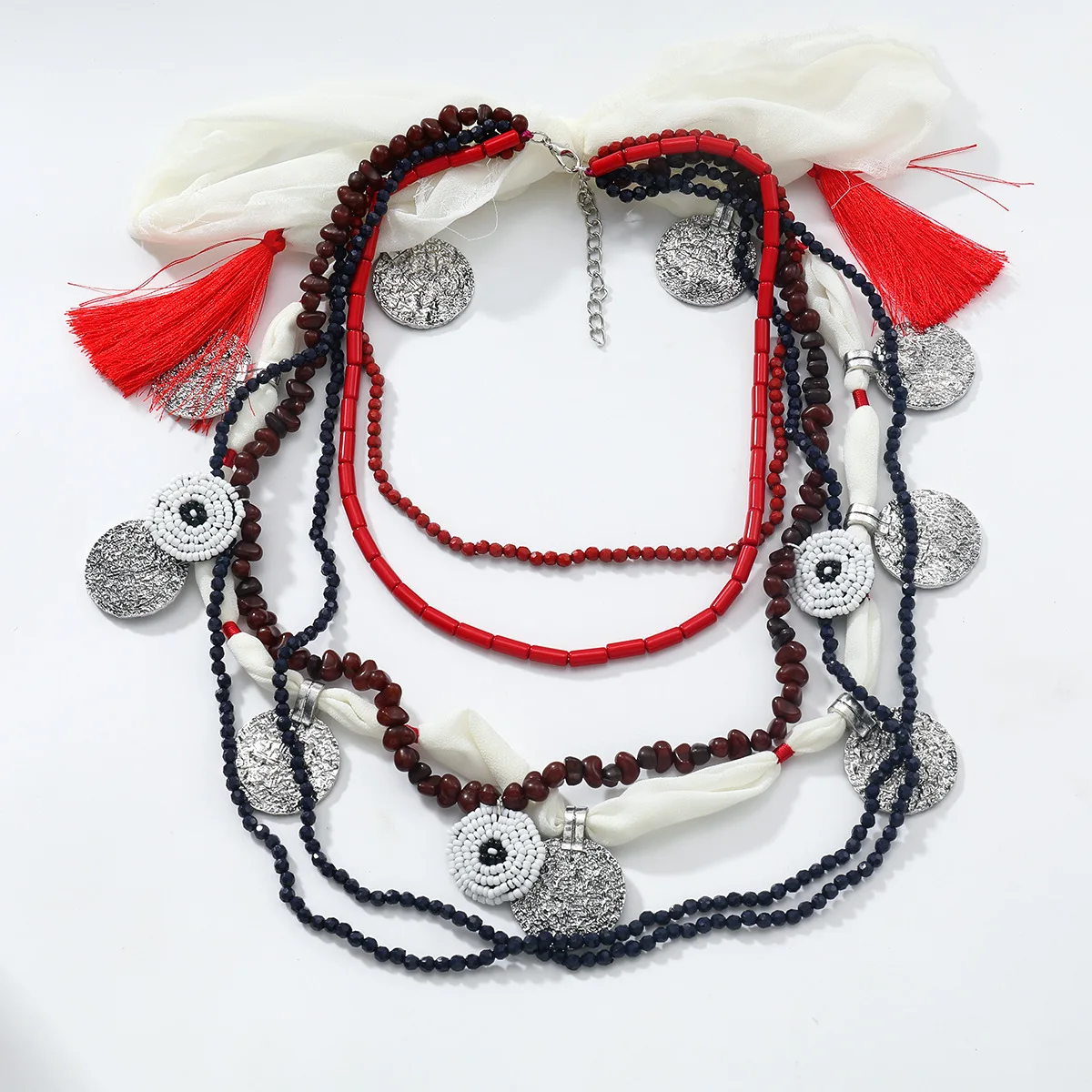 

2025 New ZAA Handmade Beaded Round Metal Coin Medallion Charm Necklaces for Women Boho Multilayer Neck Jewelry Gifts