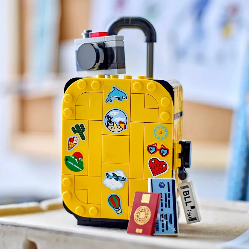 

Moc New Yellow Suitcase Boys and Girls Children Educational Building Block Toys Gifts Adult Version Luggage Bricks Collection