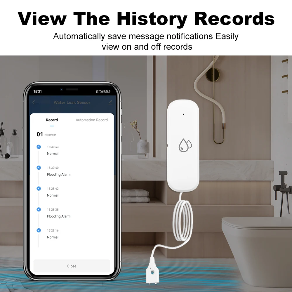 ZigBee3.0 Wasserlecksensor Hochwasserleckalarm Smart Home Automation Wohnsicherheitsschutz