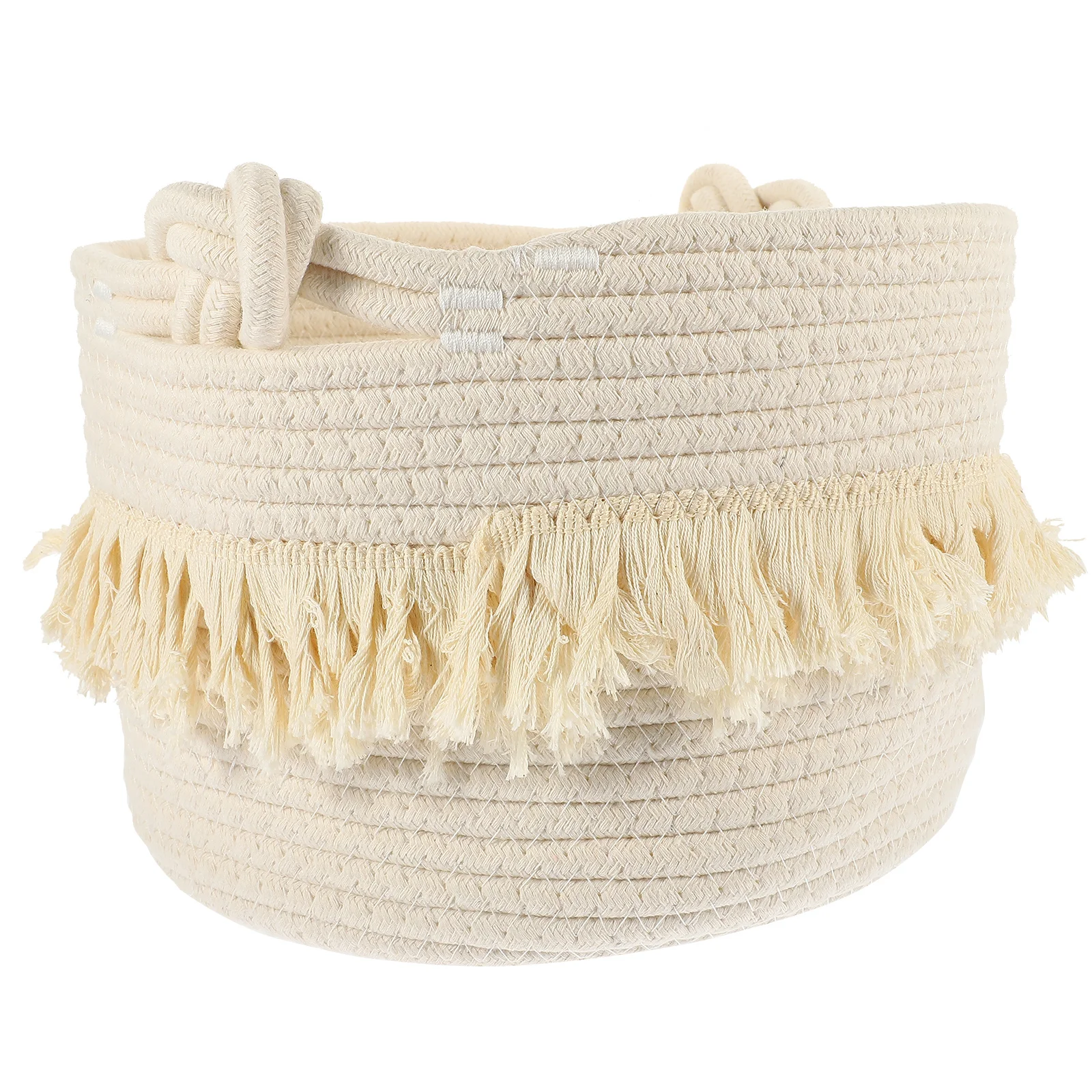 

Cotton Thread Woven Storage Basket Bohemian Style Sundries Organizer for Home Office Bathroom Decorative Storage Basket