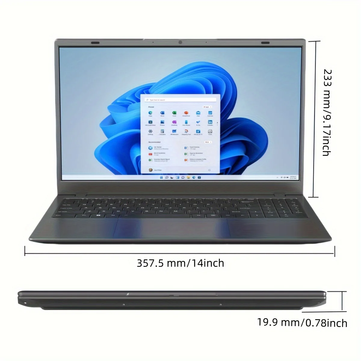 15.6 Inch Business Laptop Notebook PC CPU N5095 16GB RAM 512GB SSD Storage Windows 11 Fingerprint Recognition Backlit Keyboard