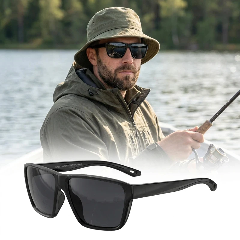 

Men Polarized Sunglasses TAC Lens TR90 Square Frame UV400 Anti Glare Sports Fishing Driving Cycling Beach Glasses