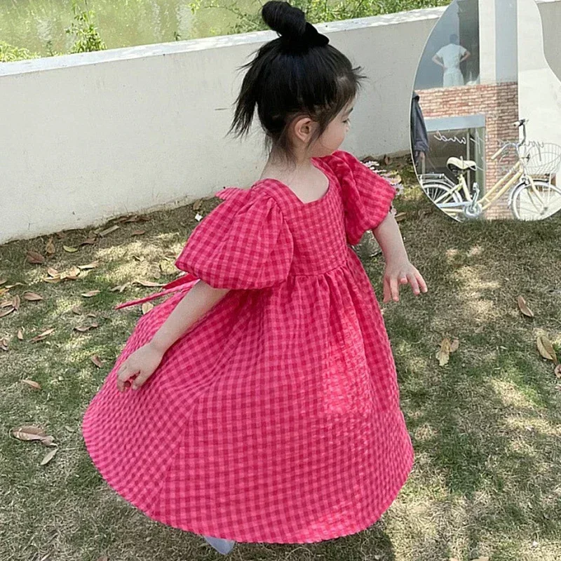 Pitaya Color Plaid Fabric Spring and Summer Yarn-Dyed Polyester-Cotton Washed Fabric Shirt Dress Clothing DIY Red Plaid Fabric