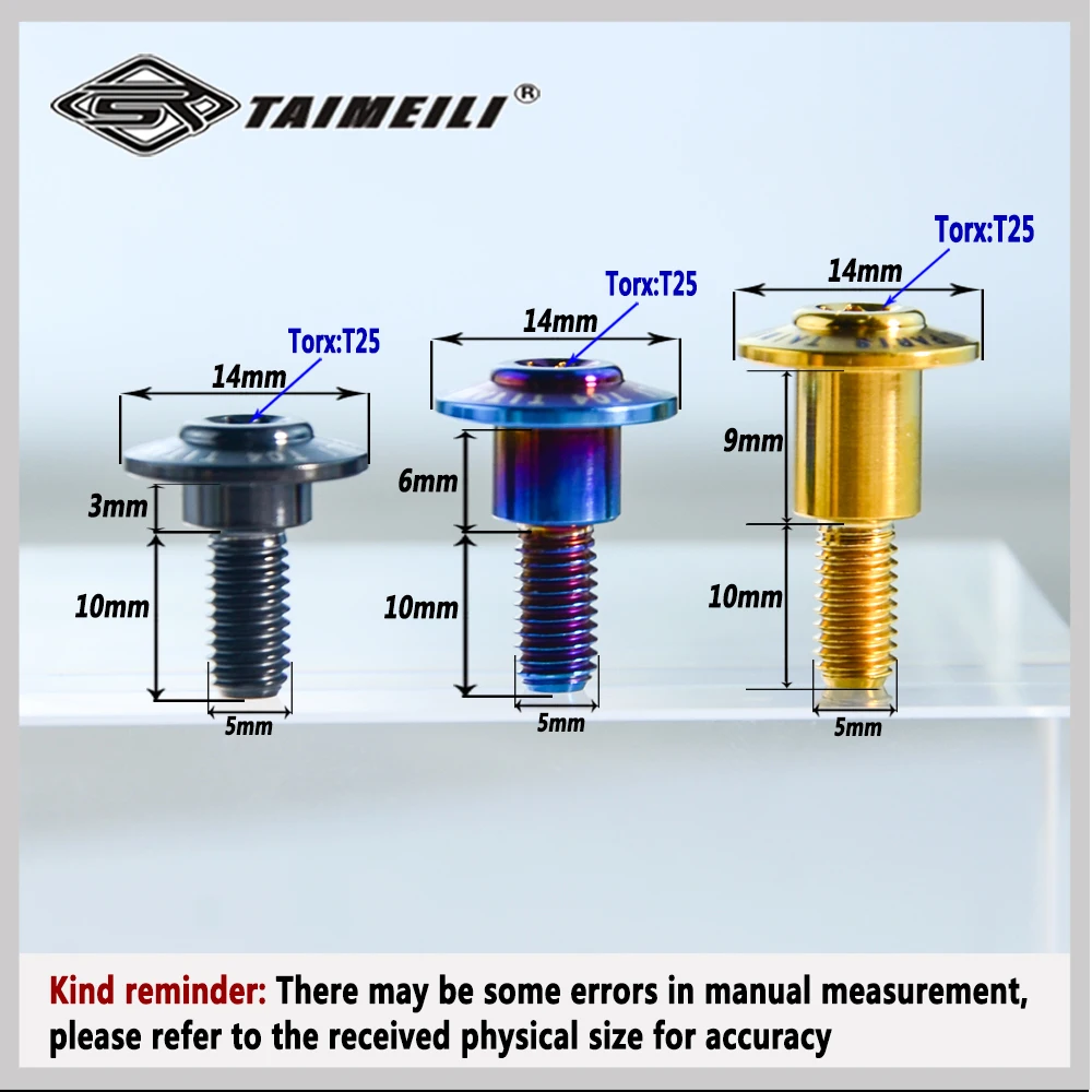 TAIMEILI 1pcs  T2 series titanium alloy screws M5 * 13/16/19mm suitable for retrofitting s1000rr shell screws