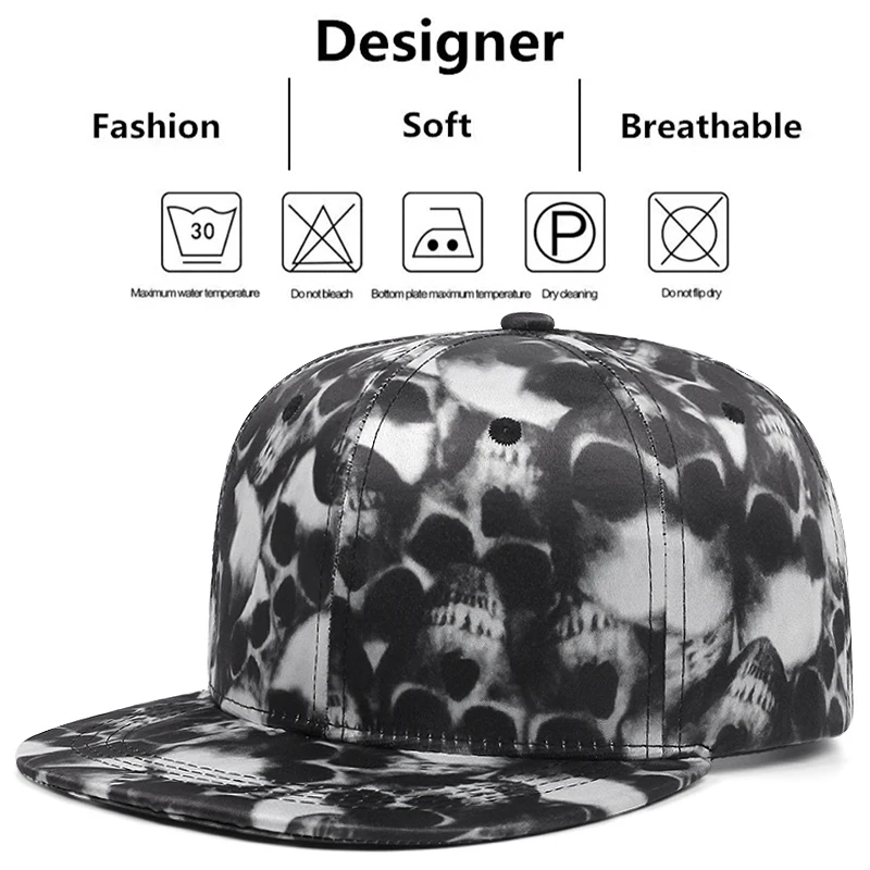 Fashion Camo Skull Embroidered Baseball Hat Men Women Adjustable Hip Hop Snapback Caps Adult Unisex Sunshade Cowboy Hat ﻿