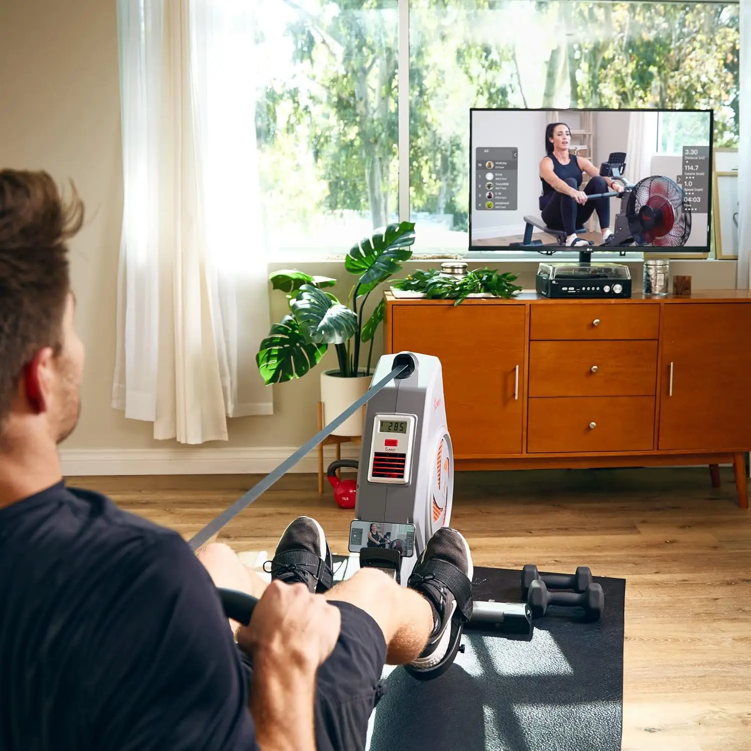 

Sunny Health & Fitness Dynamic Rowing Machine w/Optional Exclusive SunnyFit® App Enhanced Bluetooth Connectivity