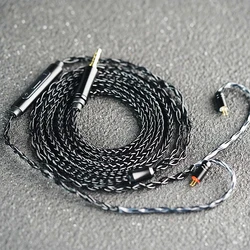 XINHS 8 strands black headphone upgrade cable with microphone