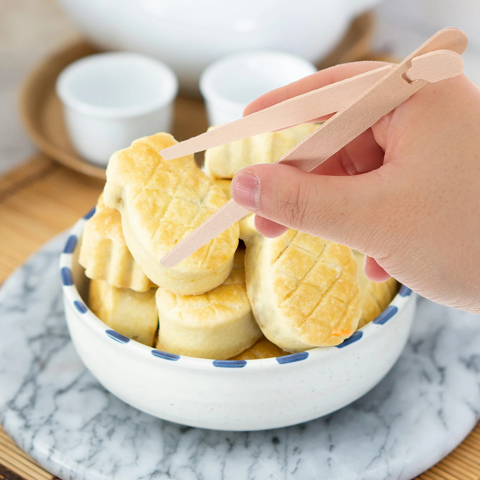 

100pcs Wooden Bread Tongs Bread Pastry Clips For Buffet Baking Kitchen Use Beginner Chopstick Helper Training Tool Adults