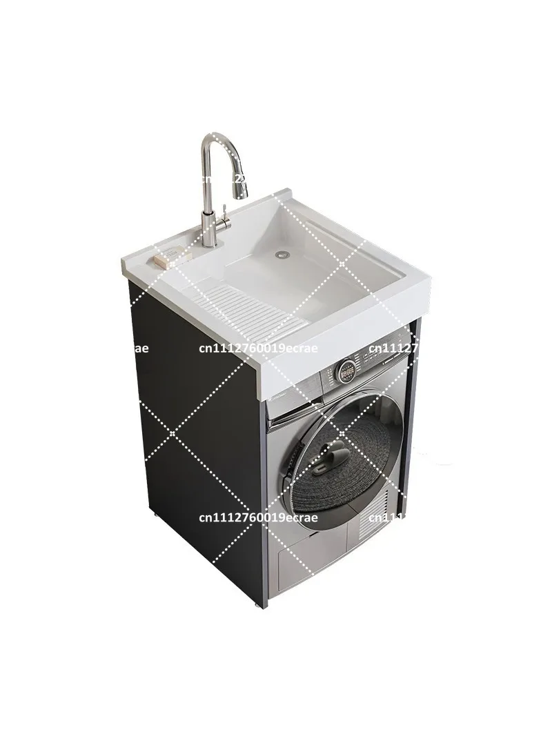 Washing machine cabinet integrated balcony custom small apartment laundry sink basin