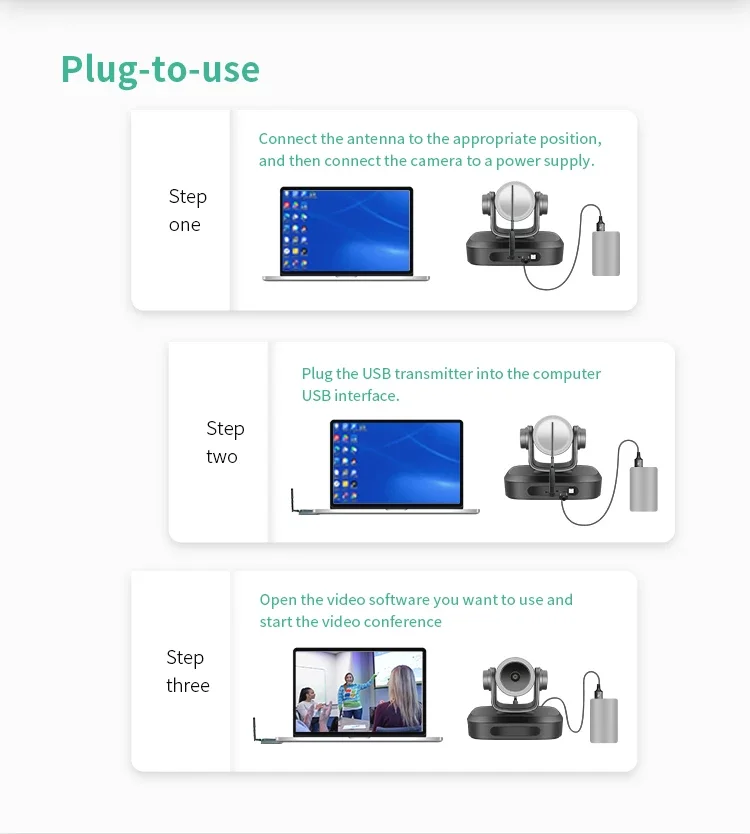 G07-3X 2.4G Ptz 360 Câmera de conferência sem fio Sistema de câmera de conferência 1080p Câmera de videoconferência para sala grande