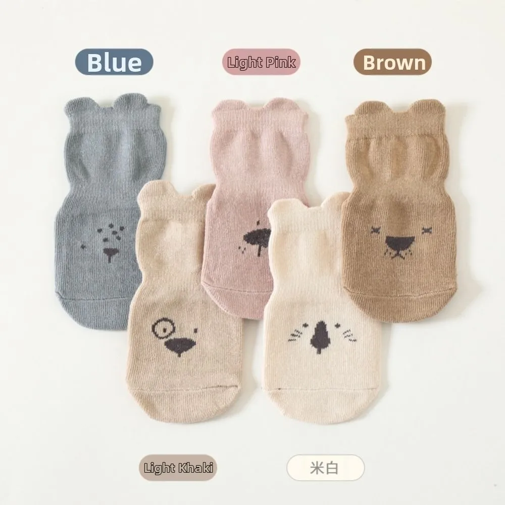 

5Pairs Non-slip Baby Floor Socks Breathable Cute Toddle Step Socks Kawaii Fashion Newborn Cotton Socks Indoor Use
