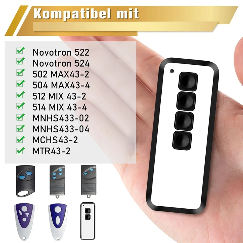 Garage Door Remote Control For Novoferm Novotron 524,522,504 MAX43-4,514 MIX43-4,433.92Mhz Tor Handheld Transmitter