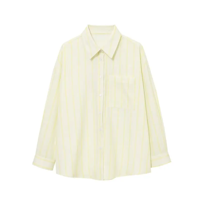 Faionable Striped Print Loose Long Sve irt Women's Spring Summer New Arrival Versatile Casual Classic Sle Clothing