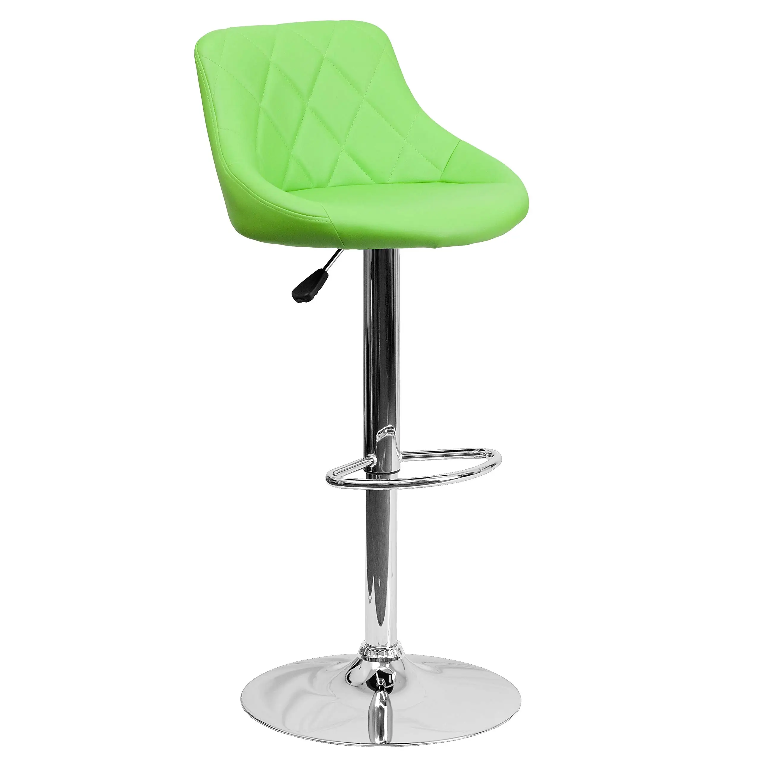 

Lime Green Quilted Vinyl Bar Stool With Adjustable Height Chrome Base And Footrest