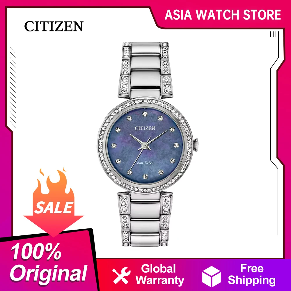 CITIZEN Japanese original women's watch Eco-Drive Stainless Steel 5Bar Waterproof Watch Business Leisure Watch EM0840-59N