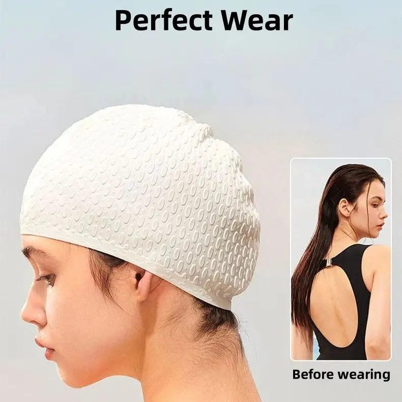 Enlarged Version Silicone Swimming Cap Female Waterproof Not Strangling  Long Hair Ear Protection Swim Men Women Universal