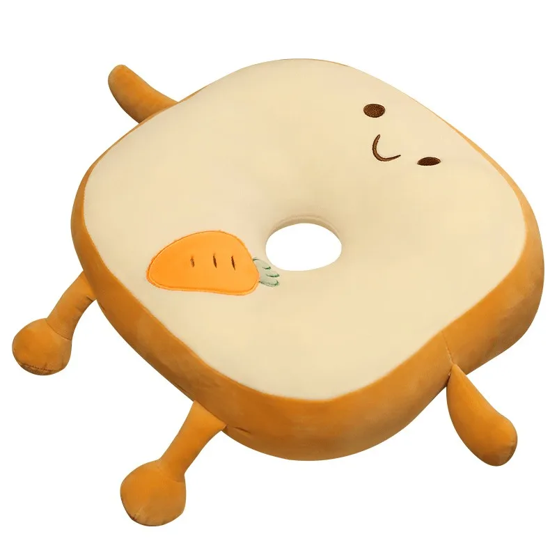 

New 40cm Creative Toast Sliced Bread Toy Seat Cushion Stuffed Fruits Animals Cute Smile Figured Food Pillow with Legs Arms Gift