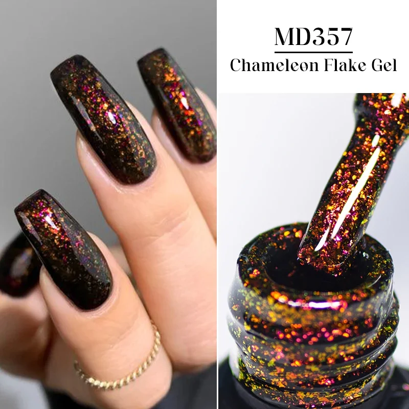 8ml Chameleon Flake Gel Nail Polish Sparkling Glitter Sequins Laser Effect Soak Off UV/LED Nail Art Gel Vernis for Manicure DIY