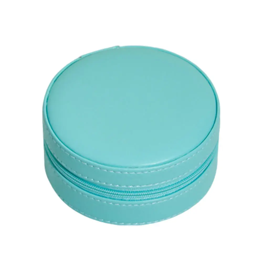 Jewelry Storage Box Round Shape Multi-Grid PU Durable Jewelry Organizer for Necklace Ring Earrings Brooch Hairpin