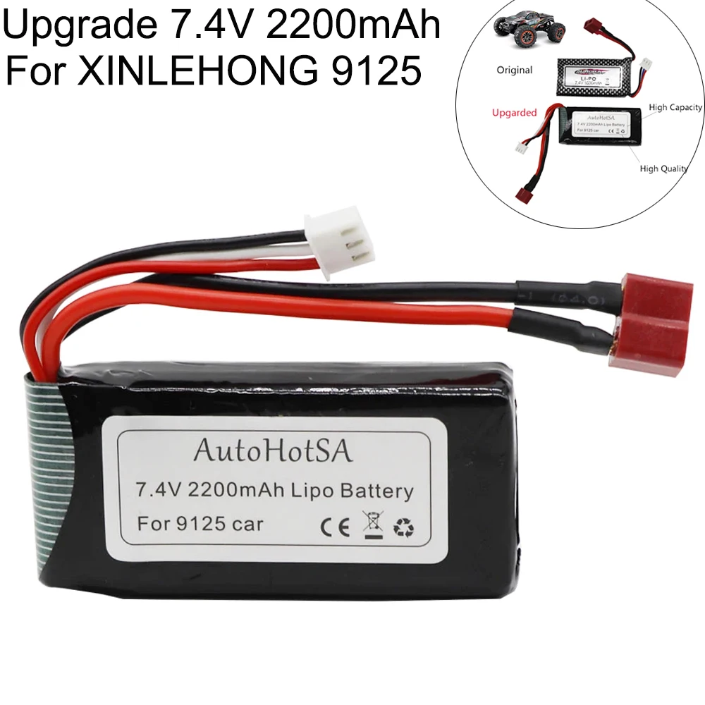 

7.4V 2200mAh Lipo Battery For XINLEHONG 9125 144001 RC toys Car Spare Parts 2S 7.4V batteries For 9125