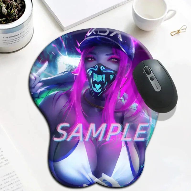 KDA Akali 3D коврик для мыши сексуальный большой грудь игровой аниме милый коврик в стиле манга с запястьем Oppai силиконовый гелевый коврик для груди Coslan