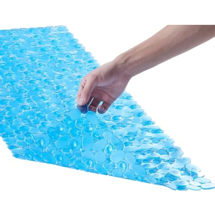 

Bath Shower Mat Non Slip: Extra Large Pebble Bathtub mat for Families, Anti Slip Shower Matt with Drain Holes Suction Cups Tub