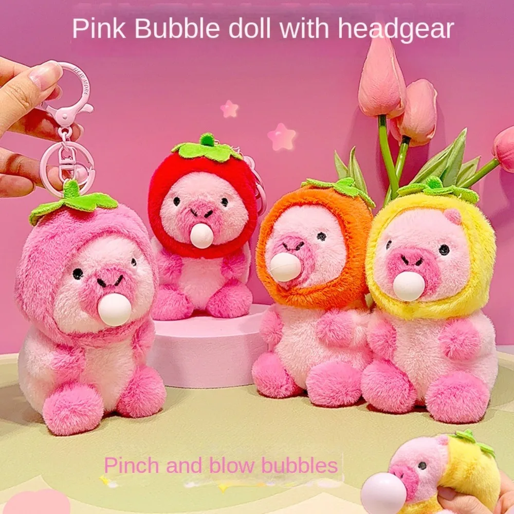 Pink Squeeze Capybara Keychain Bubble Spitting Press Bubble Capybara Pendant Squeeze Kawaii Capybara Spitting Toys