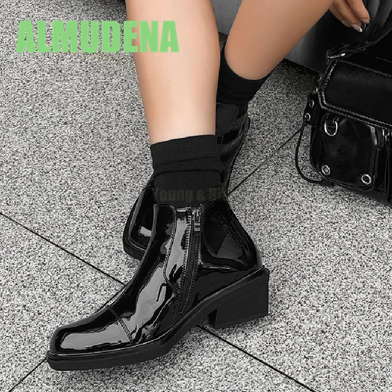 

Side Zipper Chelsea Boots Fashionable Pointed Short Boots, Fashionable High Top British Minimalist Style Unisex Leather Boots