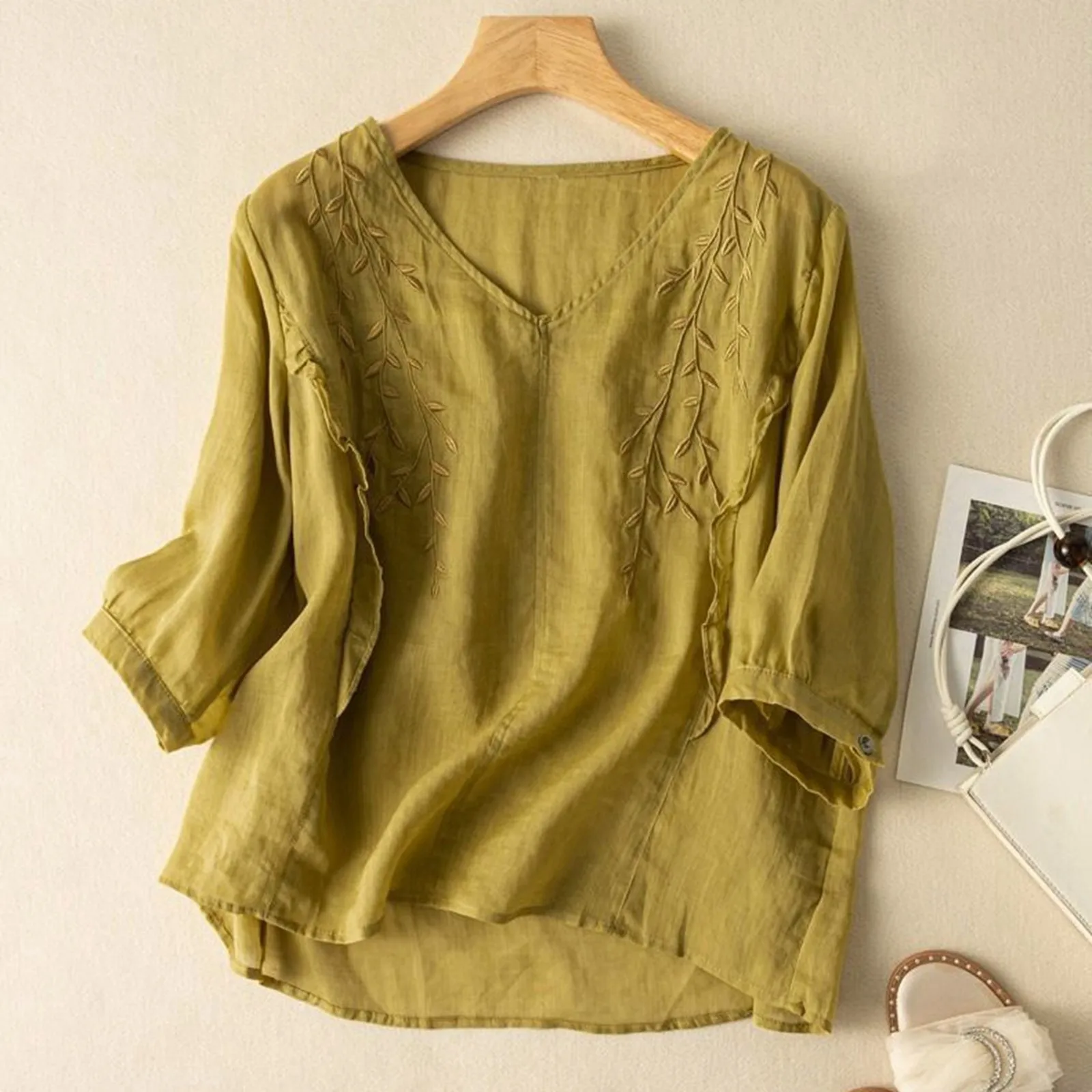 Loose Artistic Retro Cotton Linen Women Top Wide Versatile Summer Ethnic Cotton Small Shirt Comfortable Casual Loose Style