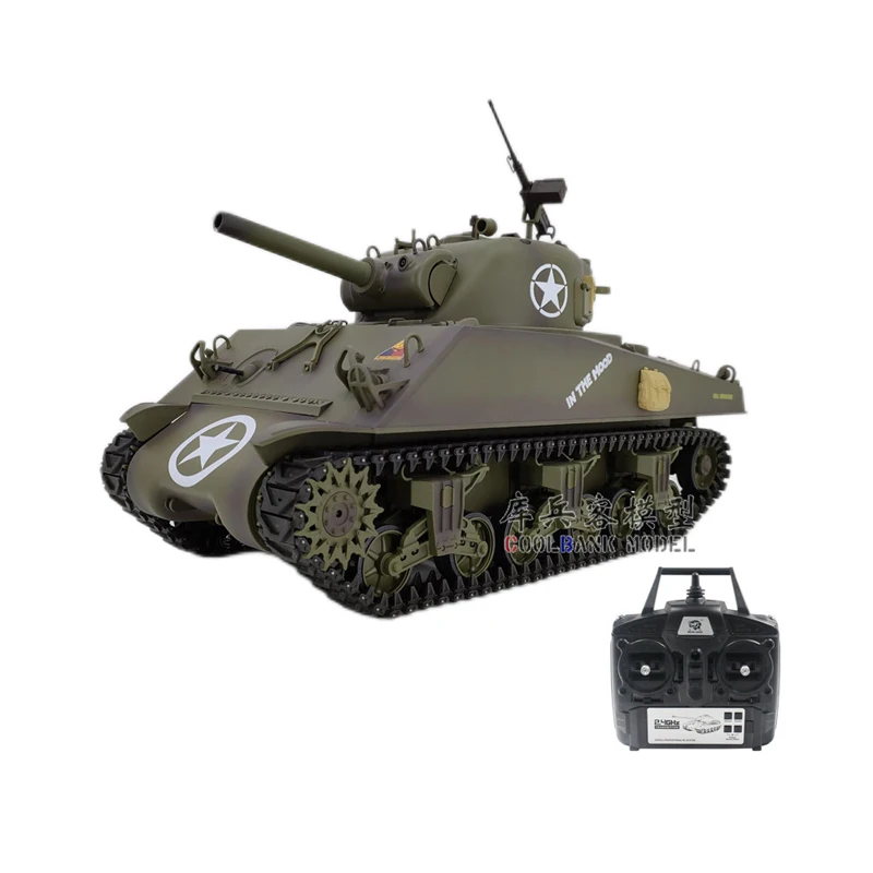 Henglong 3898 1/16 2.4G Remote control full scale simulation American Sherman M4A3 off-road military tank RC tank model Toy