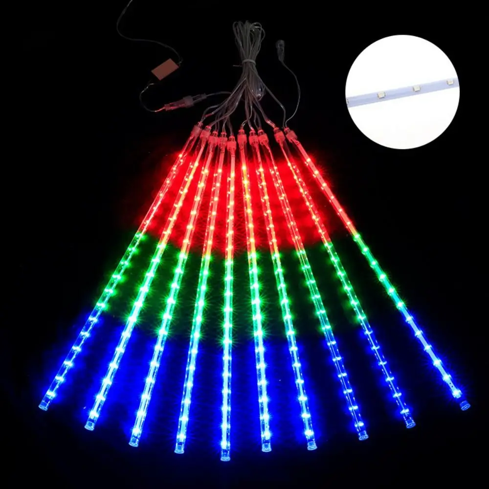 Multicolor Solar Led Kerstverlichting 8 Tube Waterdichte Meteor Douche Regenverlichting Ip65 Sprankelende Vakantie Lichtslingers